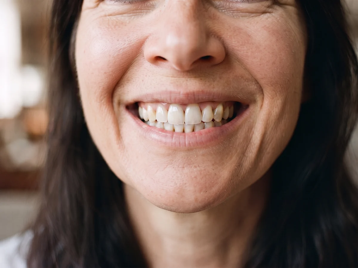 A patient's even, complete smile after cosmetic dental treatment